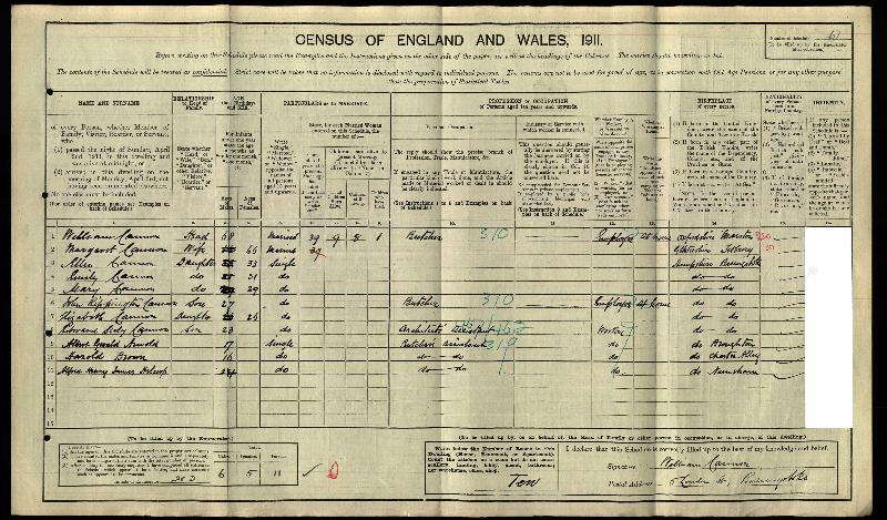 Cannon (John Rippington) 1911 Census